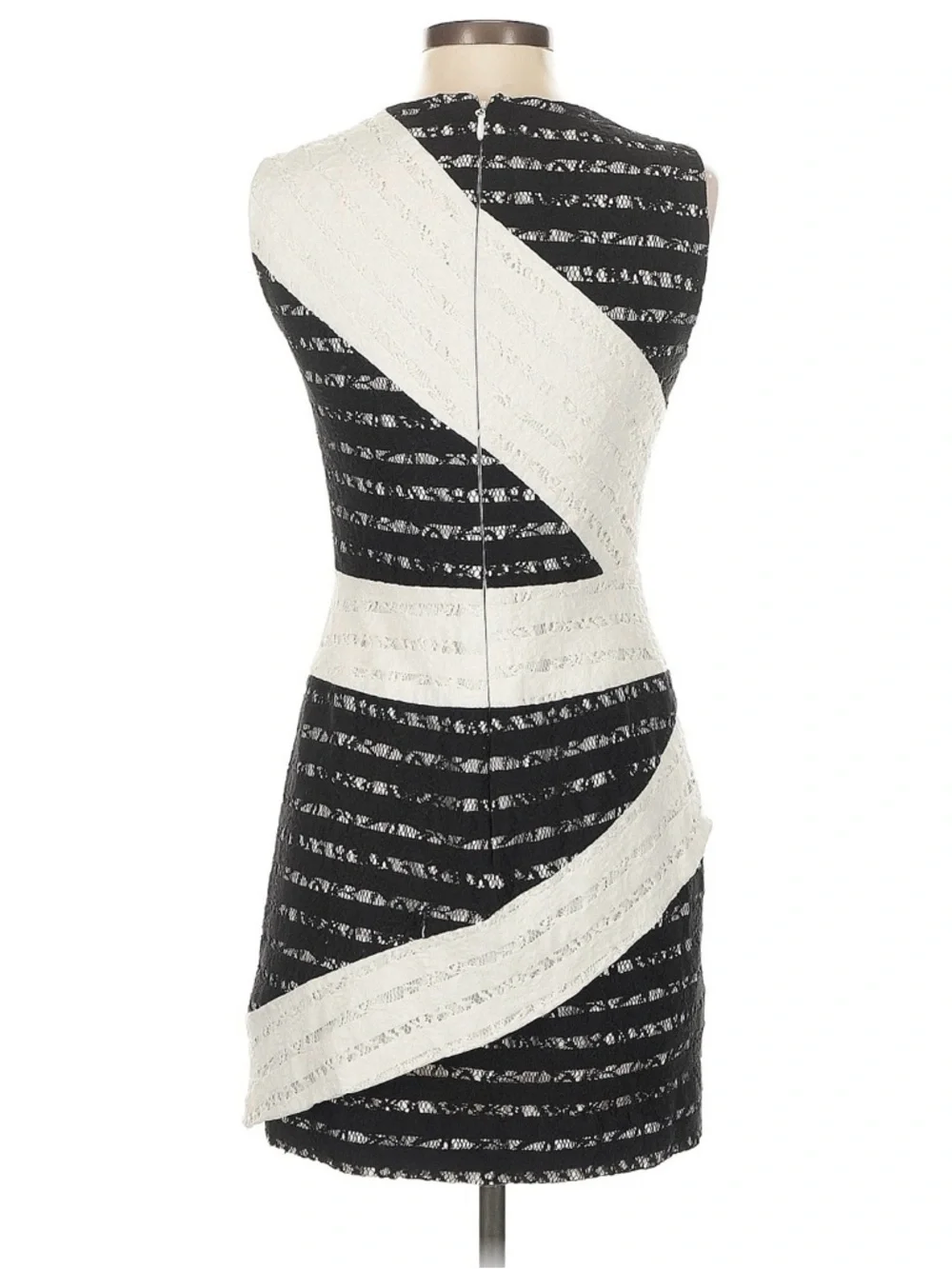 Revolve BCBGMaxAzria Black and White Diagonal Panel Mini Dress - Picture 5 of 9